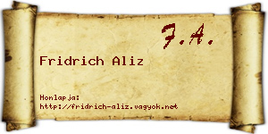 Fridrich Aliz névjegykártya